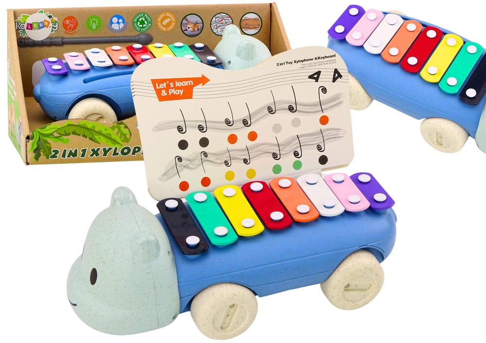 Instrumento pratos hipopótamo com rodas educativo