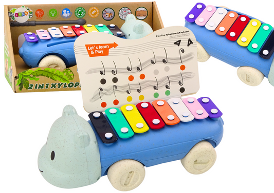 Instrumento pratos hipopótamo com rodas educativo