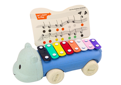 Instrumento pratos hipopótamo com rodas educativo