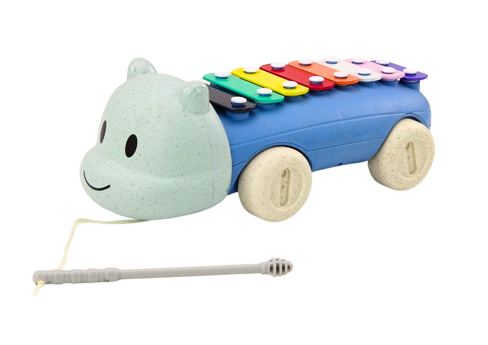 Instrumento pratos hipopótamo com rodas educativo