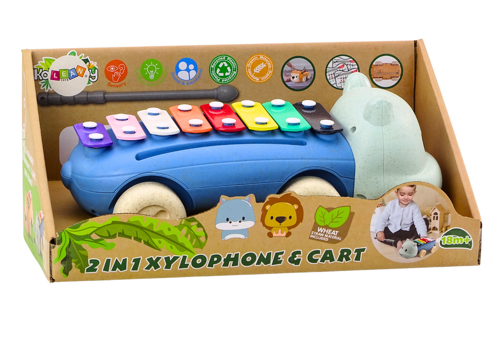 Instrumento pratos hipopótamo com rodas educativo