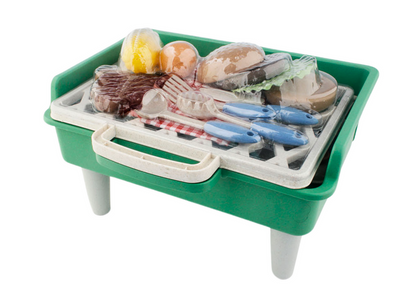 Conjunto churrasco grelhador comida talheres pratos copos