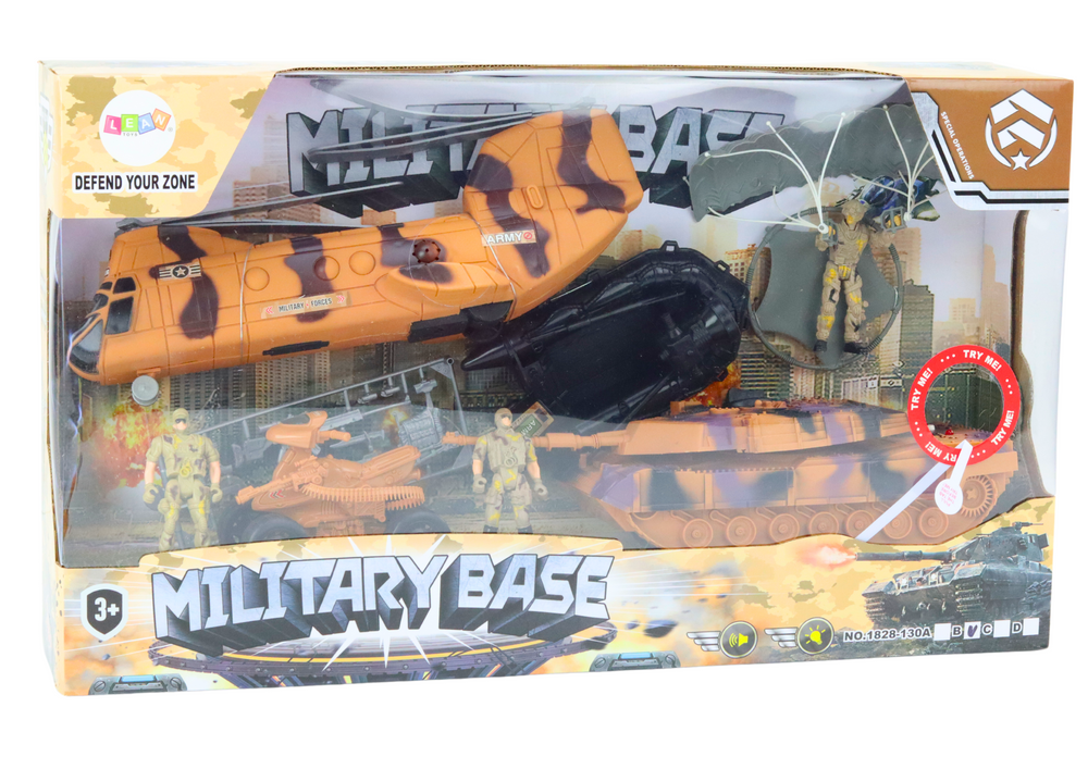 Conjunto militar tanque helicóptero paraquedistas som