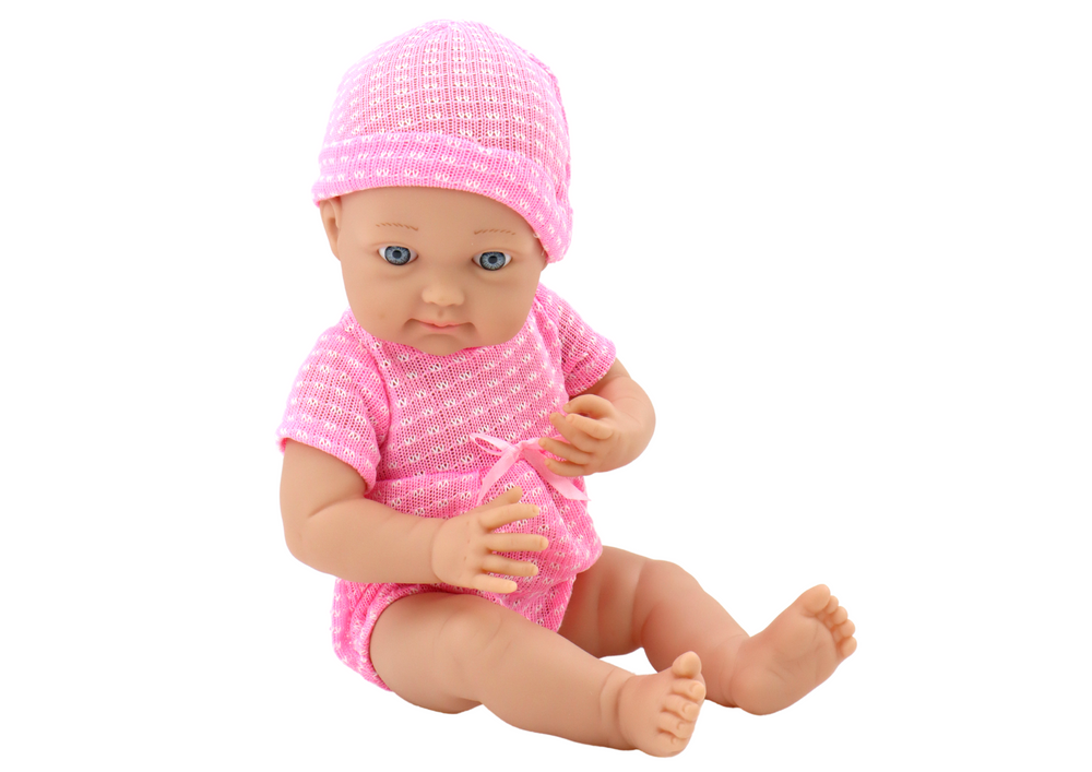 Boneca bebé roupa rosa chapéu chupeta manta