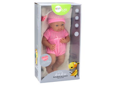 Boneca bebé roupa rosa chapéu chupeta manta