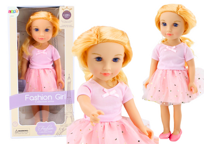 Boneca vestido tule rosa cabelo loiro