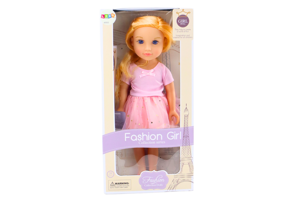 Boneca vestido tule rosa cabelo loiro