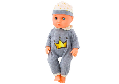 Boneca bebé pijama cinzento com função xixi som