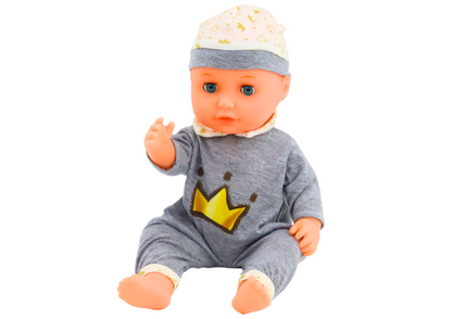 Boneca bebé pijama cinzento com função xixi som