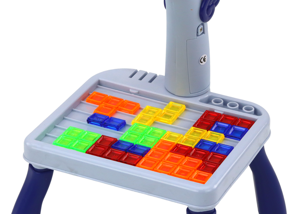 Mini projetor Tetris de mesa 2 em 1 unicórnio azul