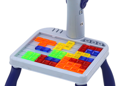 Mini projetor Tetris de mesa 2 em 1 unicórnio azul