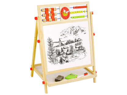 Quadro de desenho educativo em madeira 2 em 1 dupla face
