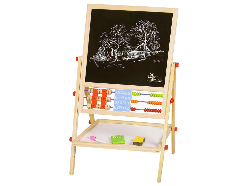 Quadro de desenho educativo em madeira 2 em 1 dupla face