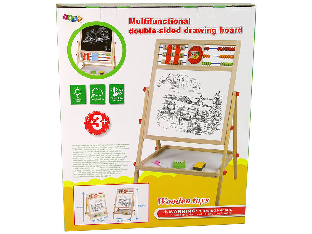 Quadro de desenho educativo em madeira 2 em 1 dupla face