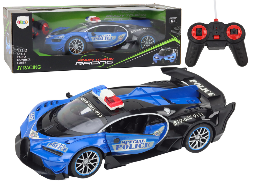 Carro polícia RC escala 1:12 azul