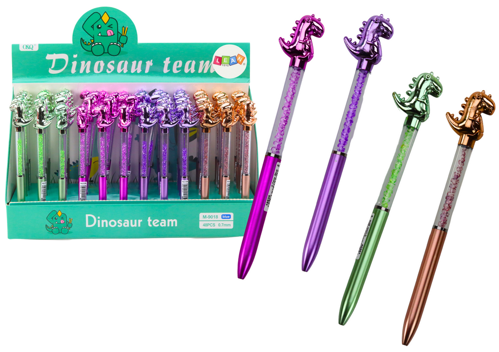 Caneta dinossauro com diamantes tinta azul 0,7mm mix (1 unidade, sortido)