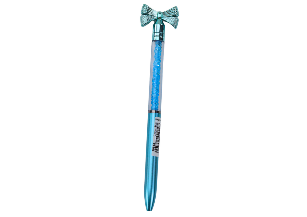 Caneta com laço e diamantes tinta azul 0,7mm mix (1 unidade, sortido)