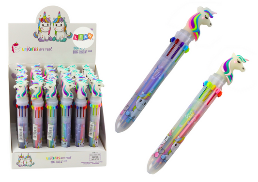 Caneta Multicolor 10 Cores Unicórnio Arco-Íris (1 unidade, sortido)