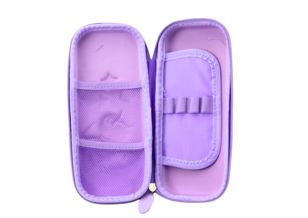 Estojo Escolar 3D Dobrável Unicórnio Roxo 23x10x5 cm