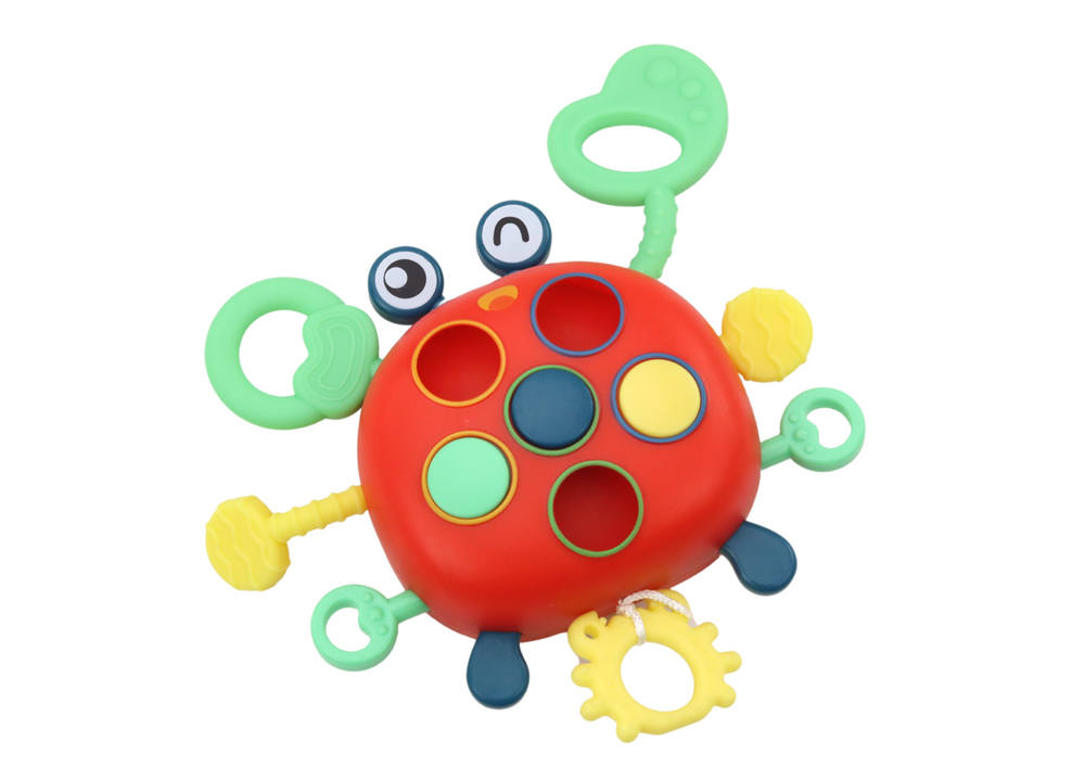 Brinquedo sensorial caranguejo mordedor educativo