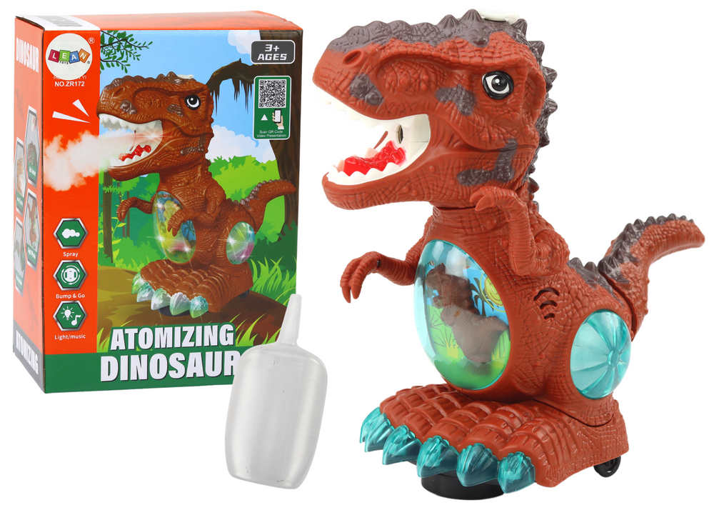 Dinossauro dançante com sensor de obstáculos luz e som castanho