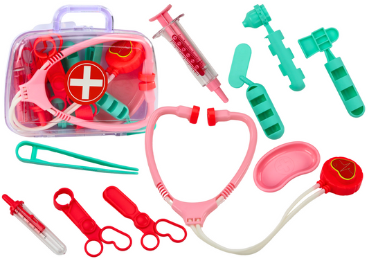 Kit primeiros socorros infantil mala médica rosa