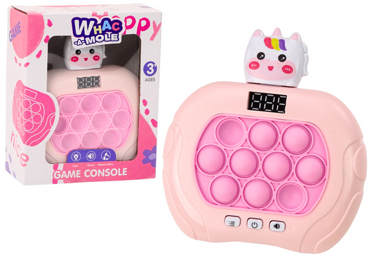 Jogo Pop-It whac-a-mole unicórnio luz e som rosa