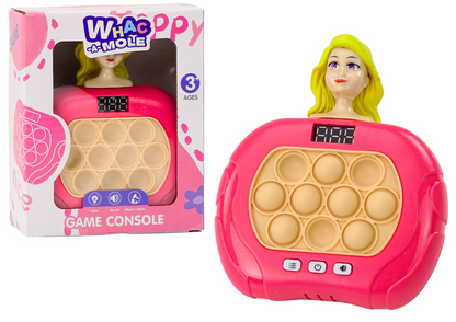 Jogo Pop-It whac-a-mole boneca luz e som rosa