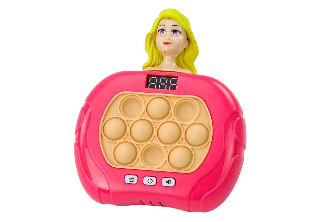 Jogo Pop-It whac-a-mole boneca luz e som rosa