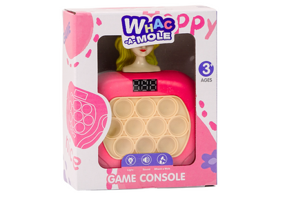 Jogo Pop-It whac-a-mole boneca luz e som rosa