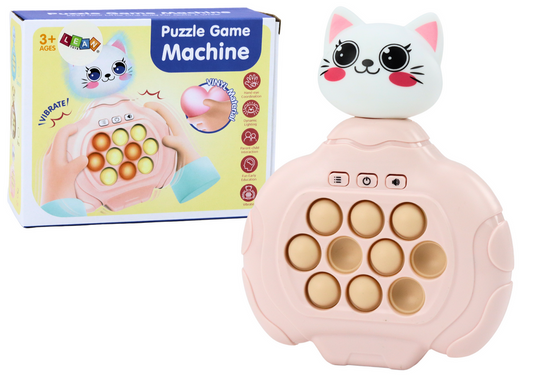 Consola Pop-It gato sensorial vibração rosa