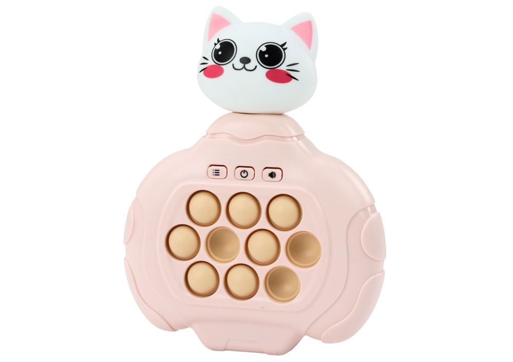 Consola Pop-It gato sensorial vibração rosa