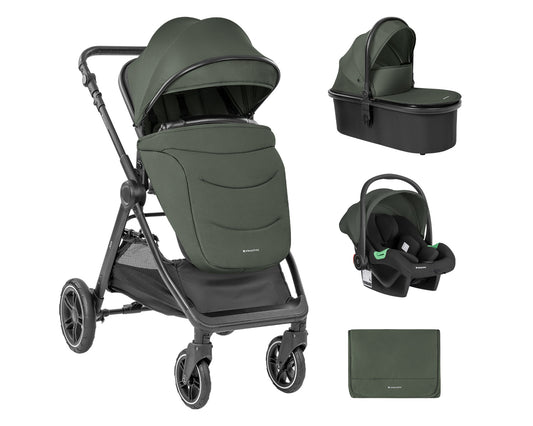 Carrinho de bebé 3 em 1 Ava verde militar com alcofa
