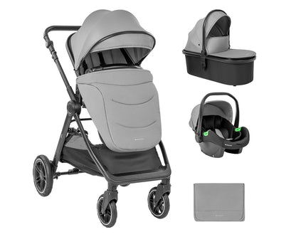 Carrinho de bebé 3 em 1 Ava Grey com alcofa Kikkaboo