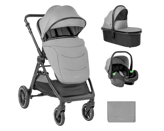 Carrinho de bebé 3 em 1 Ava Grey com alcofa Kikkaboo