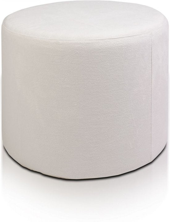 Pufe Imperia 43x53 cm pelúcia branco sujo com brilho