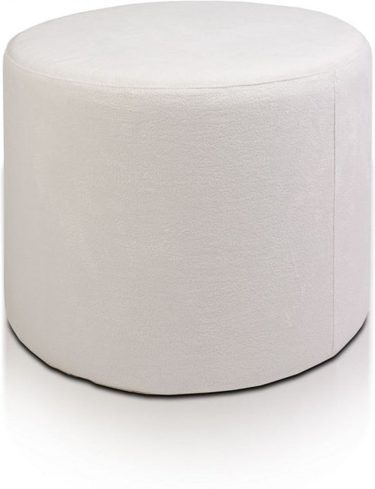 Pufe Imperia 43x53 cm pelúcia branco sujo com brilho