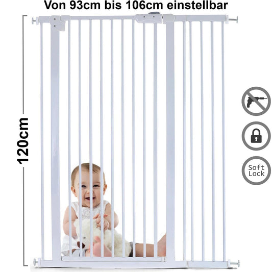 Barreira segurança 93-106 cm altura 120 cm branco