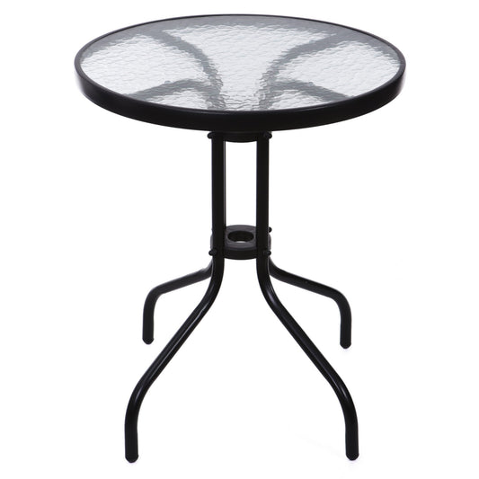 Mesa jardim 60 cm vidro temperado preto