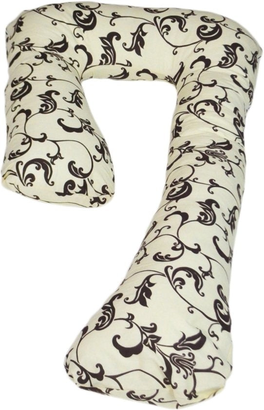 Almofada de gravidez 235 cm algodão creme com folhas