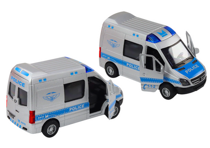 Carro polícia 1:32 metal portas de abrir luzes e sons (1 unidade, sortido)