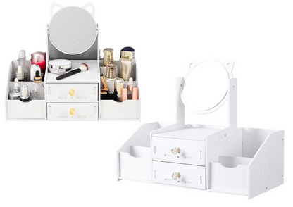 Toucador infantil com espelho gavetas madeira branco