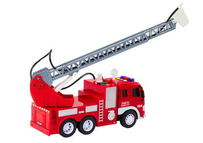 Camião bombeiros com escada 1:16 luzes sons água vermelho