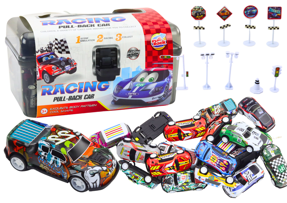Conjunto carros mola mala com sinais 25 peças