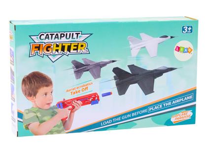 Pistola dardos 2 em 1 lançador avião azul