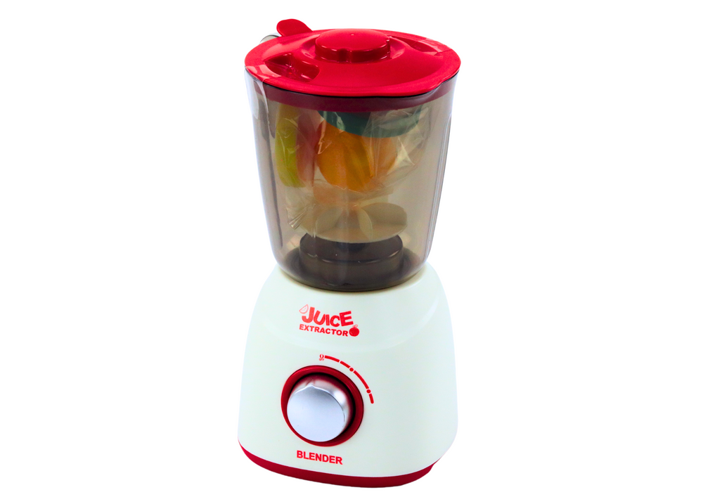 Liquidificador infantil rotativo luz som frutas 3 peças