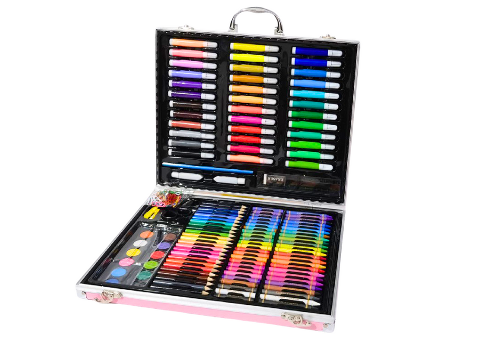 Conjunto arte mala unicórnio rosa 150 peças