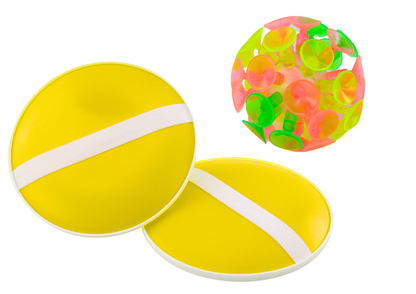 Jogo raquetes com bola ventosa amarelo