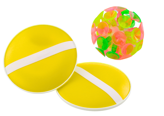 Jogo raquetes com bola ventosa amarelo