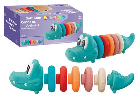 Conjunto educativo para bebé pirâmide macia crocodilo